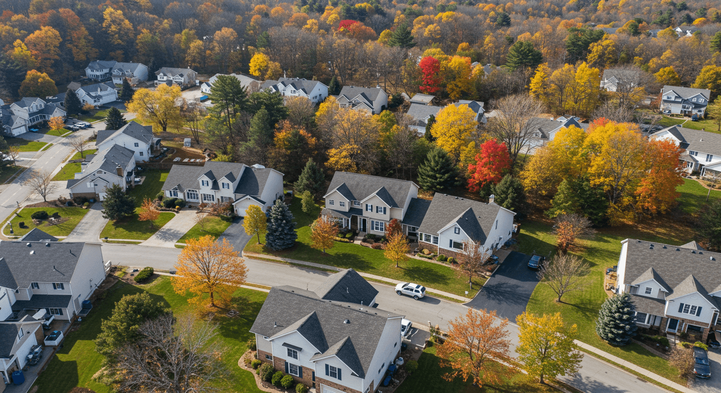 Pennsylvania suburban neighborhood with well-maintained homes