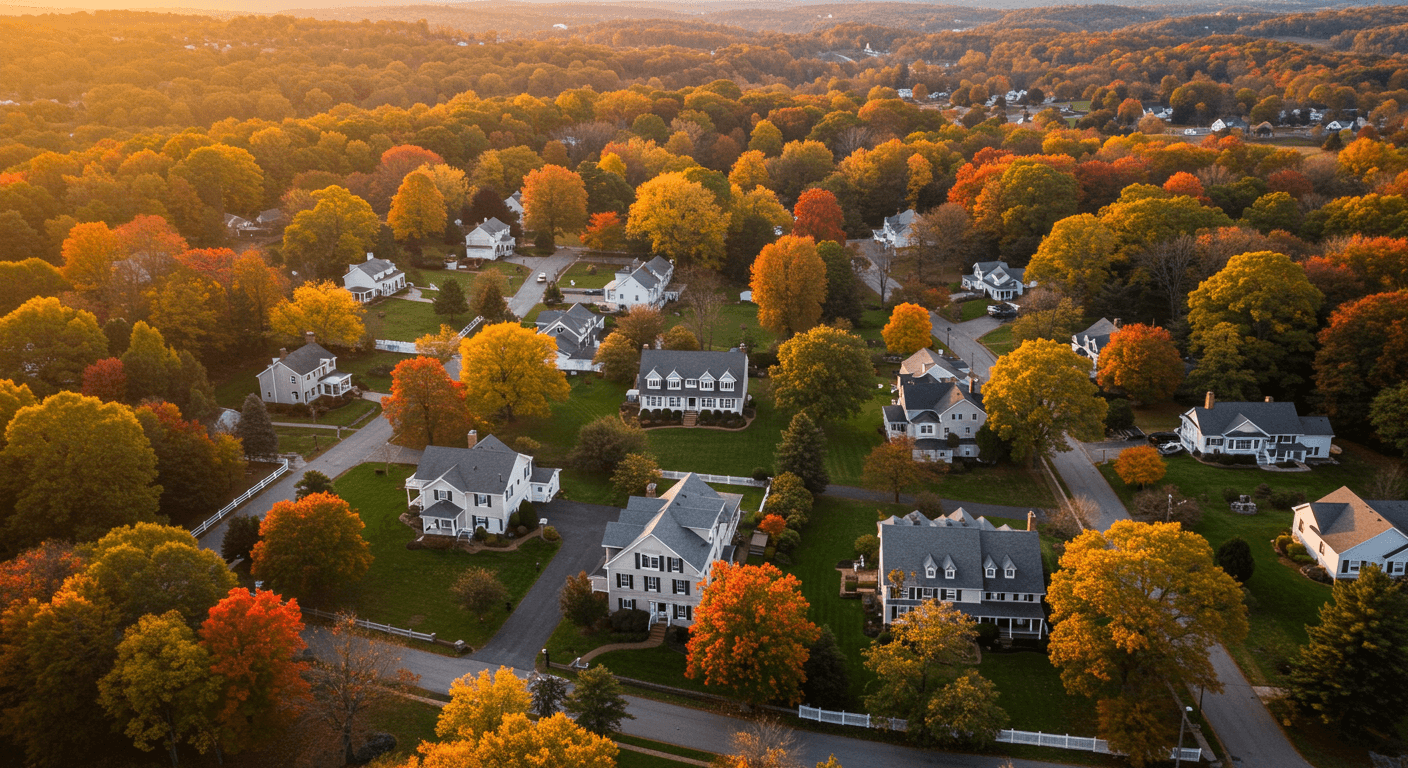 Chester County Pennsylvania neighborhood aerial view