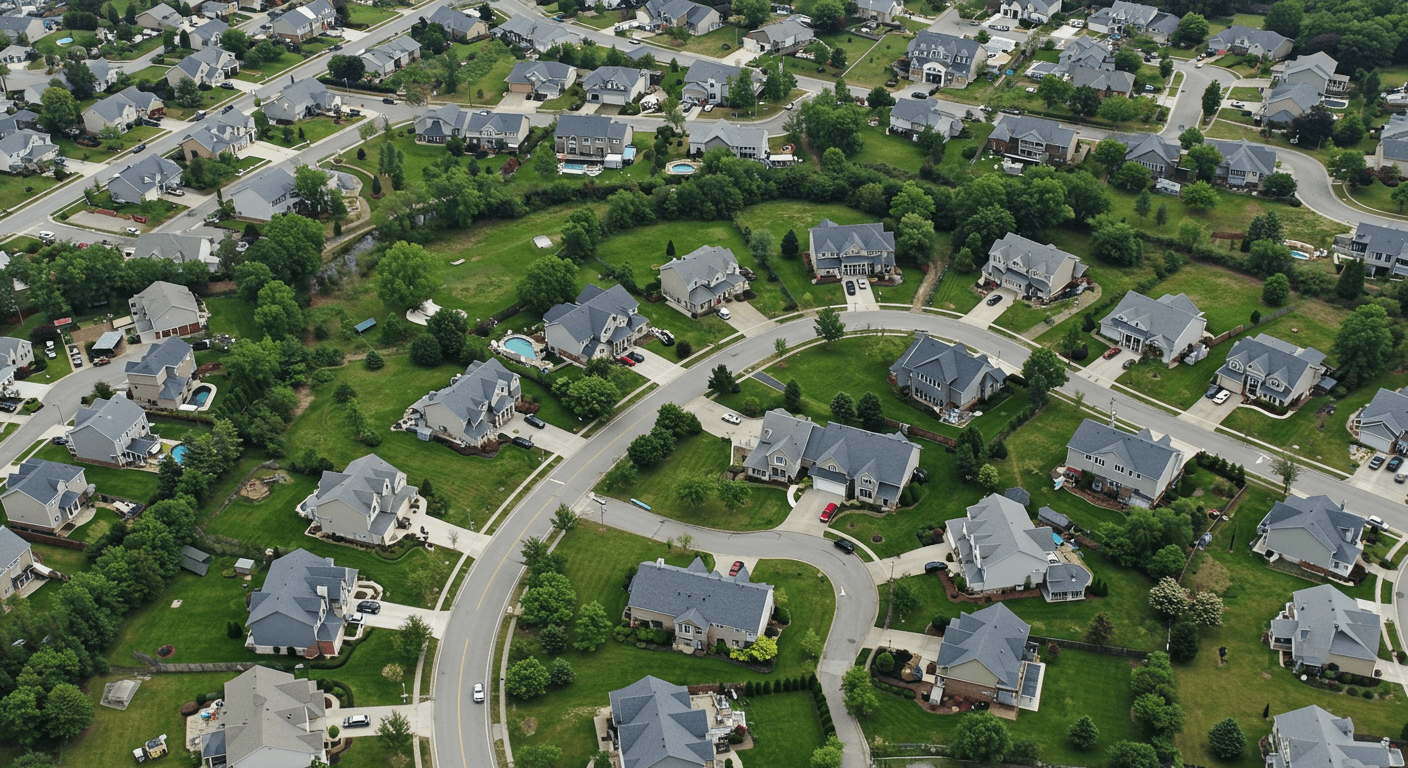 Montgomery County Pennsylvania suburban neighborhood aerial view
